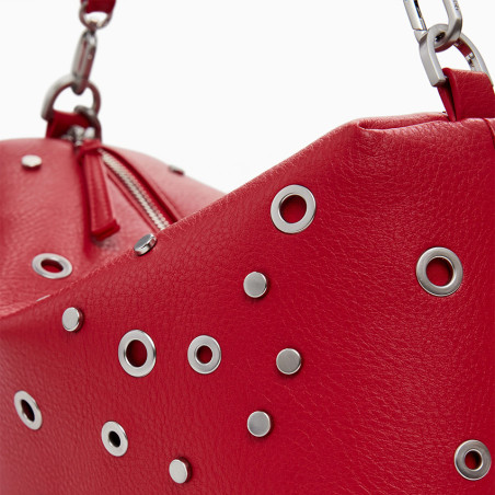Desigual Rebel Spiked Handbag Red