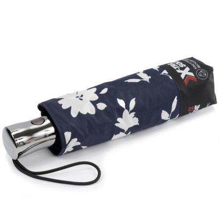 Isotoner Alpha X-Tra Parapluie Pliant Fleur Marine emballé