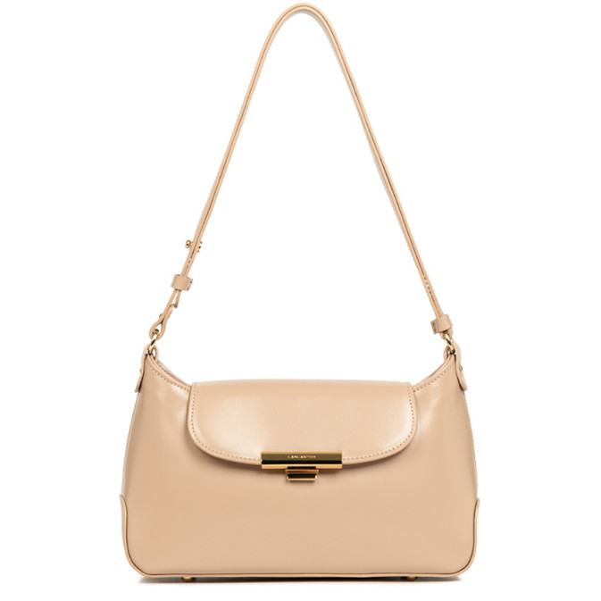 Lancaster Suave Evenly Satchel Leather 480-026 Dark Beige