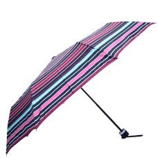 Isotoner Women's Folding Manual Umbrella Blush Stripe