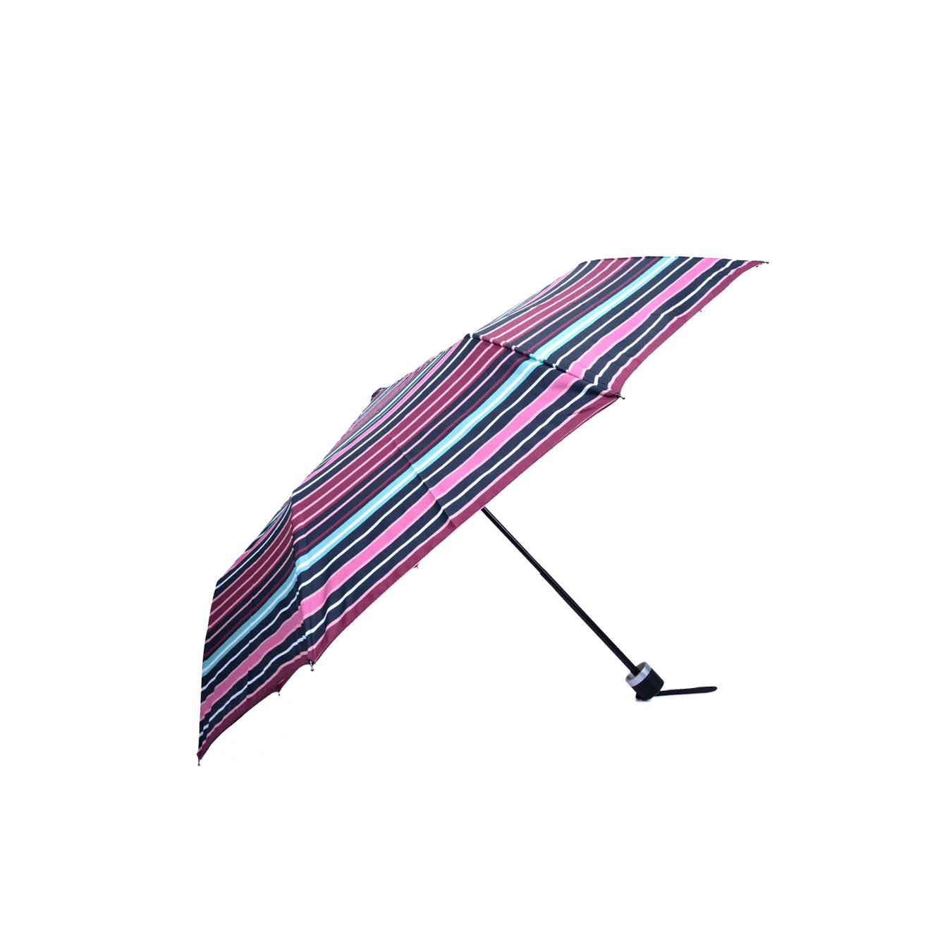 Isotoner Women's Folding Manual Umbrella Blush Stripe