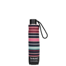 Isotoner Women's Folding Manual Umbrella Blush Stripe