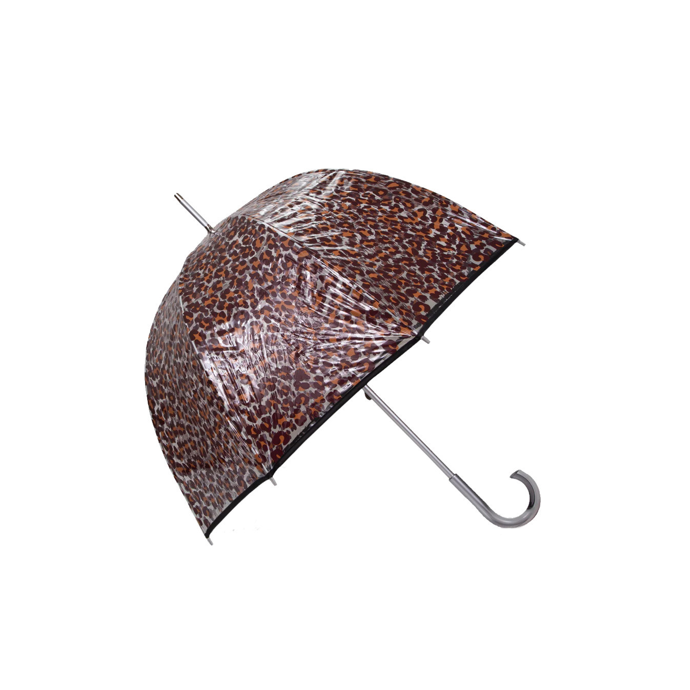 Isotoner Long Manual Stick Umbrella PVC/Leopard