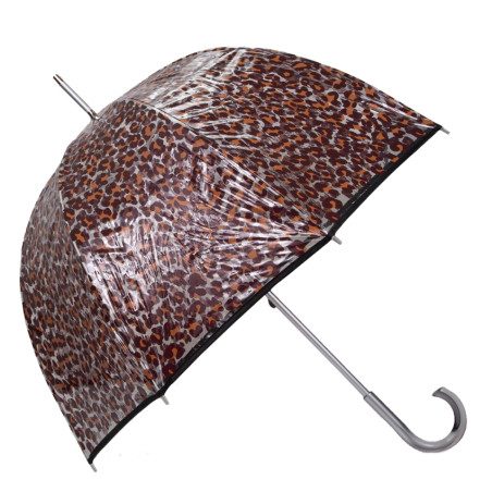 Isotoner Long Manual Stick Umbrella PVC/Leopard
