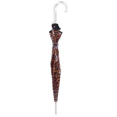 Isotoner Long Manual Stick Umbrella PVC/Leopard