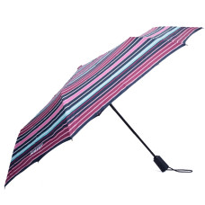 Isotoner Automatic Folding Umbrella Blush Stripes