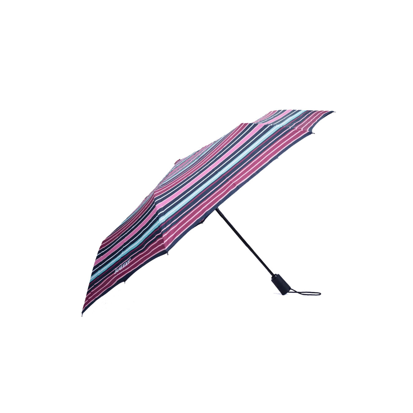 Isotoner Automatic Folding Umbrella Blush Stripes