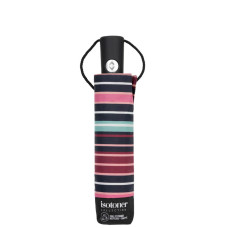 Isotoner Automatic Folding Umbrella Blush Stripes