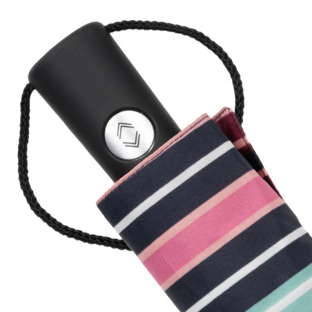 Isotoner Automatic Folding Umbrella Blush Stripes
