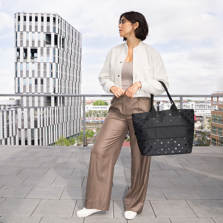 Reisenthel Shopper Extensible Porté Epaule Glossy Dots Black