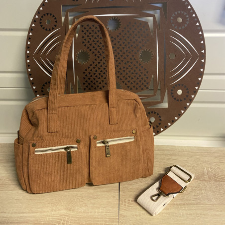 Velvet Shopping Bag Camel
