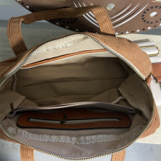 Velvet Shopping Bag Camel