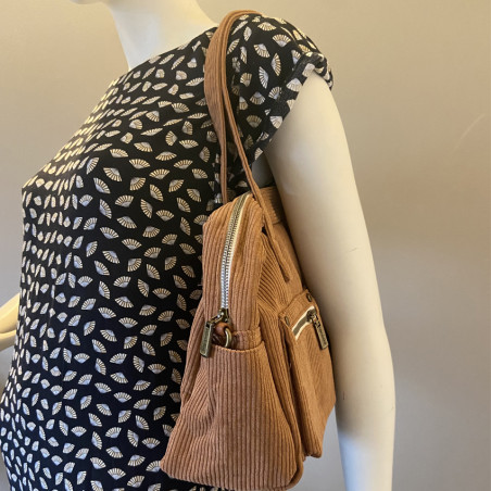 Velvet Shopping Bag Camel