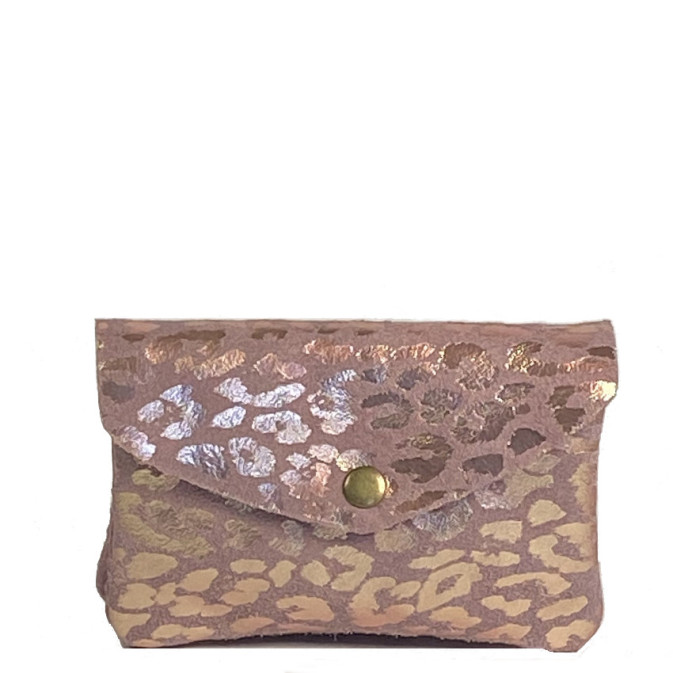 Farfouillette Porte-Monnaie Léopard Brillant Rose Clair