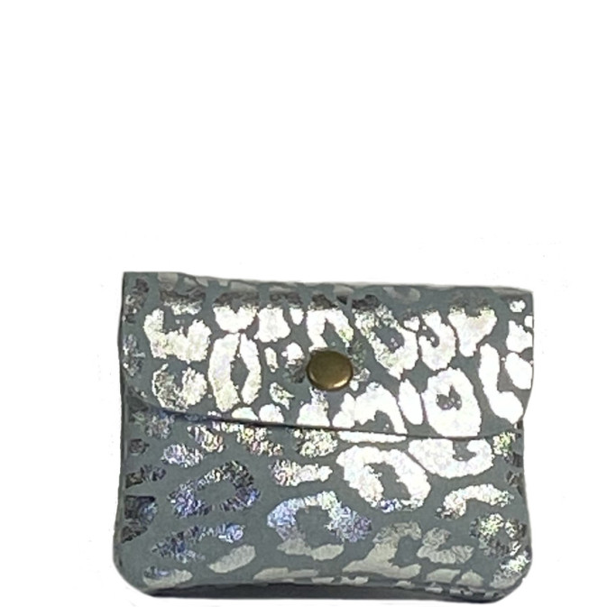 Shiny Leopard Farfouillette Small Coin Purse Sky Blue