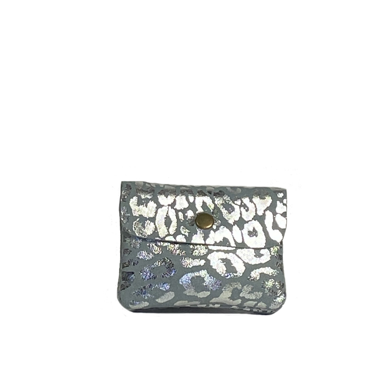 Farfouillette Petit Porte-Monnaie Léopard Brillant Bleu Ciel