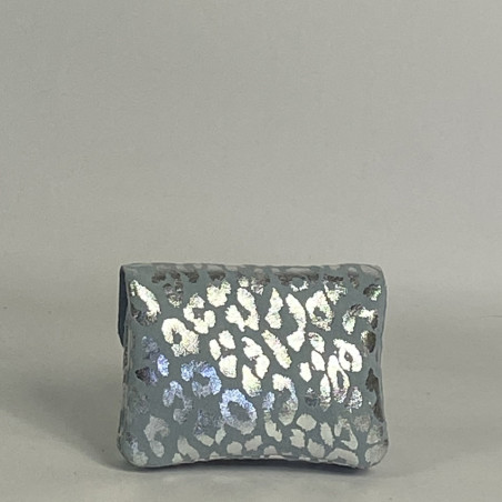 Shiny Leopard Farfouillette Small Coin Purse Sky Blue