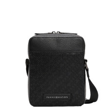 Tommy Hilfiger TH Monogram Messenger Bag Grainy Effect BDS Black