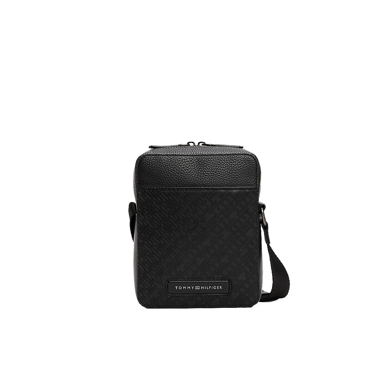 Tommy Hilfiger TH Monogram Messenger Bag Grainy Effect BDS Black