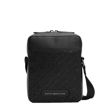 Tommy Hilfiger TH Monogram Messenger Bag Grainy Effect BDS Black