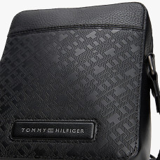 Tommy Hilfiger TH Monogram Messenger Bag Grainy Effect BDS Black