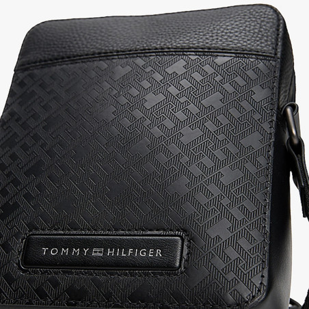 Tommy Hilfiger TH Monogram Messenger Bag Grainy Effect BDS Black