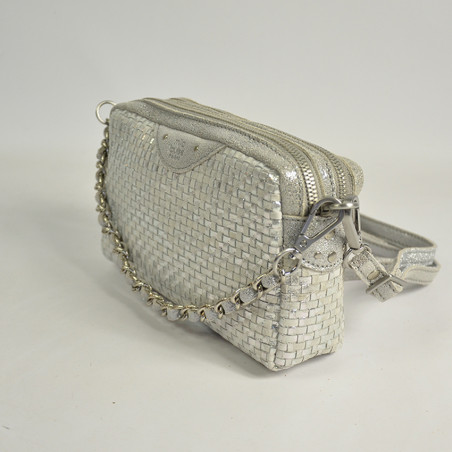 Mila Louise Mama XS W Small Trotter Bag Braided Leather Silver