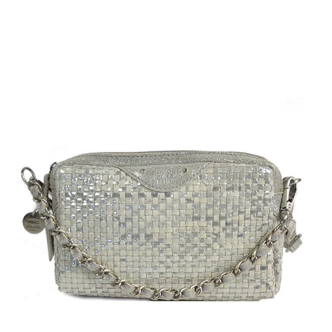 Mila Louise Mama XS W Small Trotter Bag Braided Leather Silver
