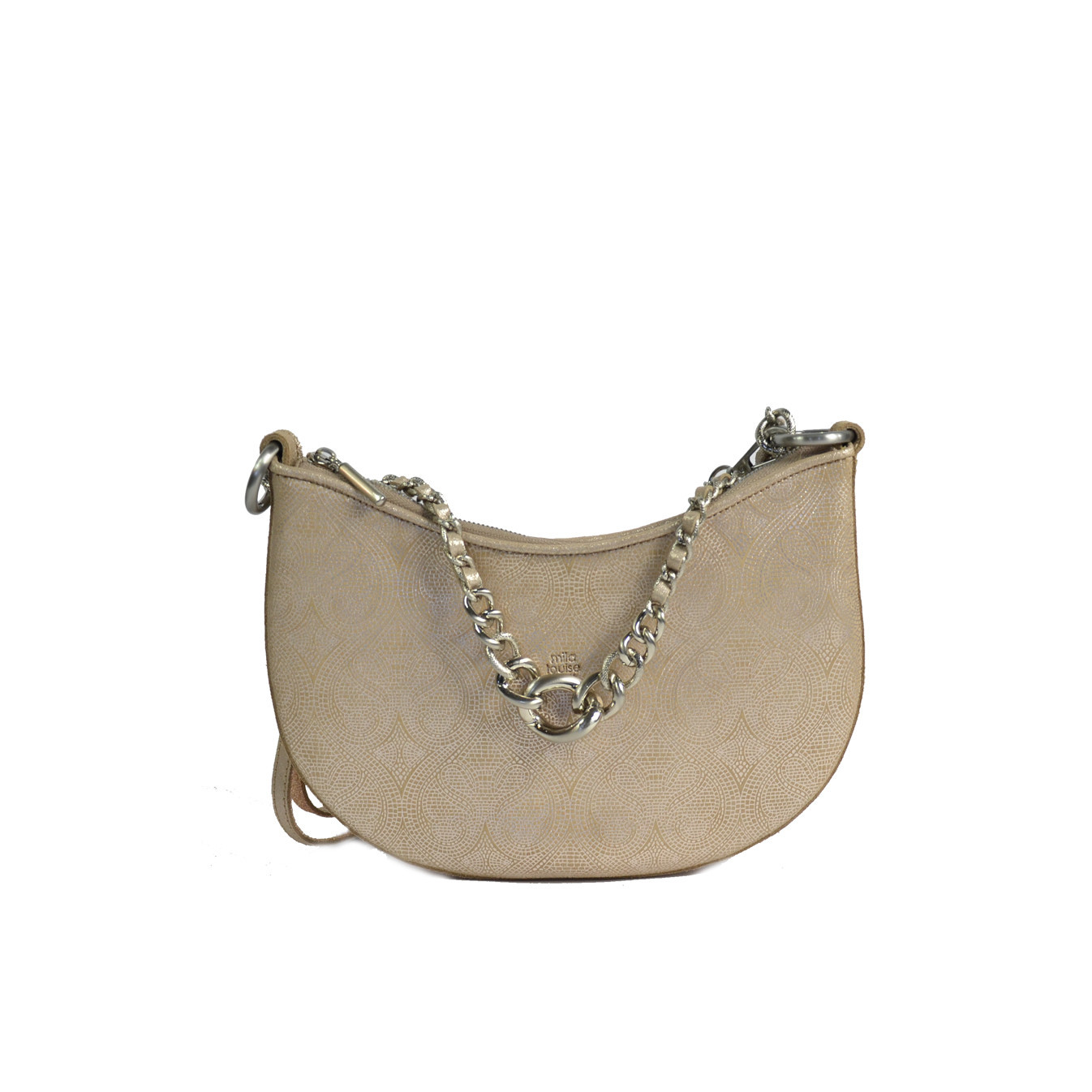 Mila Louise Nelia MX Sac Demi-lune Cuir Imprimé Creme