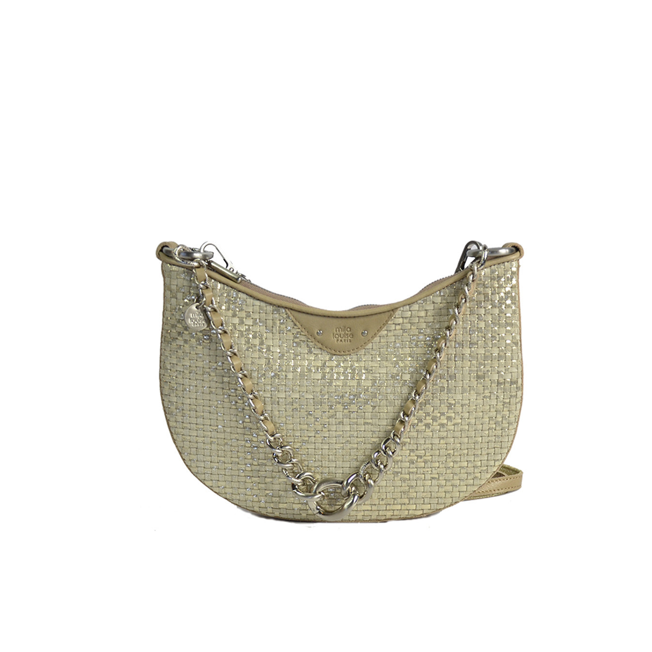 Mila Louise Nelia W Demi-lune Woven Leather Shoulder Bag
