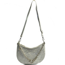 Mila Louise Nelia W Sac Demi-lune Cuir Tressé Silver face