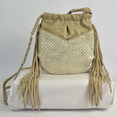 Mila Louise Nora W Sac Bourse Cuir Tressé Crème face