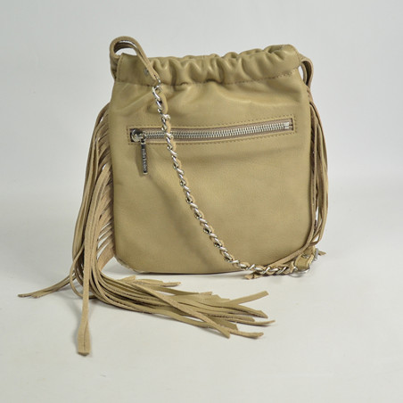 Mila Louise Nora W Woven Leather Shoulder Bag Cream