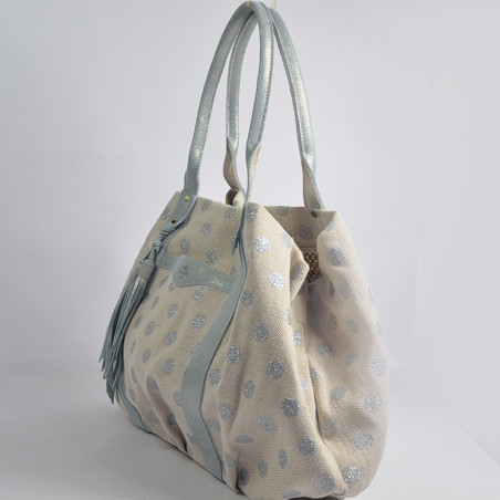 Mila Louise Colette DB Sac Shopping Toile Pois Azur cote