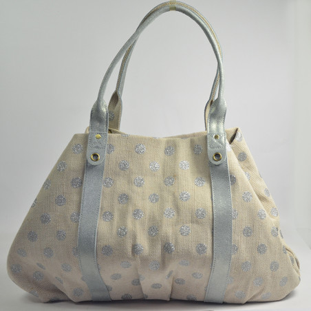 Mila Louise Colette DB Sac Shopping Toile Pois Azur dos