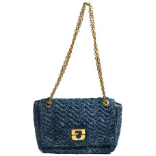 Gérard Darel Le Fanny Crossbody Bag Raffia Blue