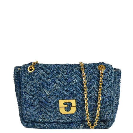 Gérard Darel Le Fanny Crossbody Bag Raffia Blue