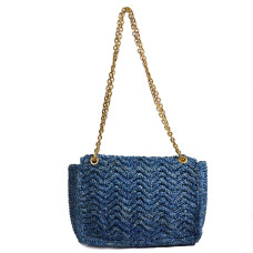 Gérard Darel Le Fanny Crossbody Bag Raffia Blue