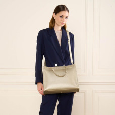 Lancaster Foulonné Double Tote Bag 470-72 Pale Gold In Nude