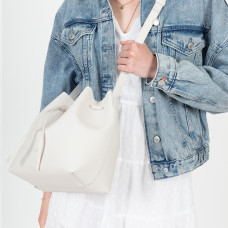 Lancaster Pure & Element Bucket Bag Crossbody 423-18 Ecru In Pale Gold