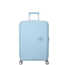 American Tourister Sound Box Spinner 67 cm Valise Cabine Trolley 4 Roues Pastel Blue