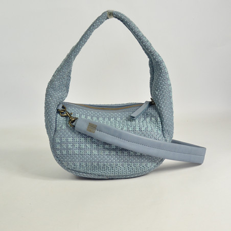 Biba Scranton Shoulder Bag in Canvas and Leather SCA1L Azul Jeans