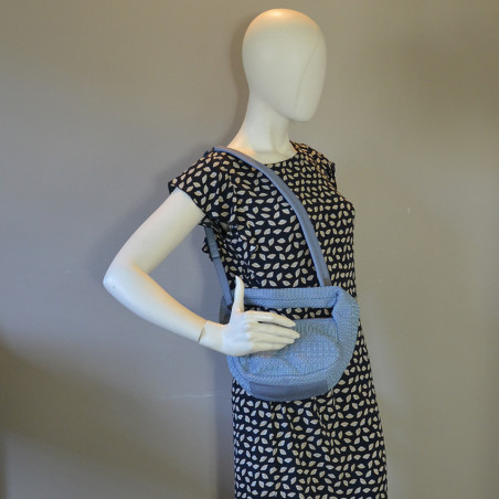 Biba Scranton Shoulder Bag in Canvas and Leather SCA1L Azul Jeans