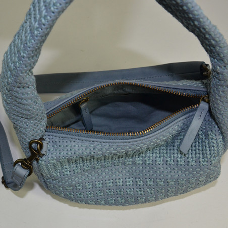 Biba Scranton Shoulder Bag in Canvas and Leather SCA1L Azul Jeans