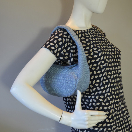 Biba Scranton Sac D'Epaule En toile et Cuir Azul Jeans porté épaule