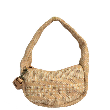 Biba Scranton Shoulder Bag in Canvas and Leather SCA1L Natural