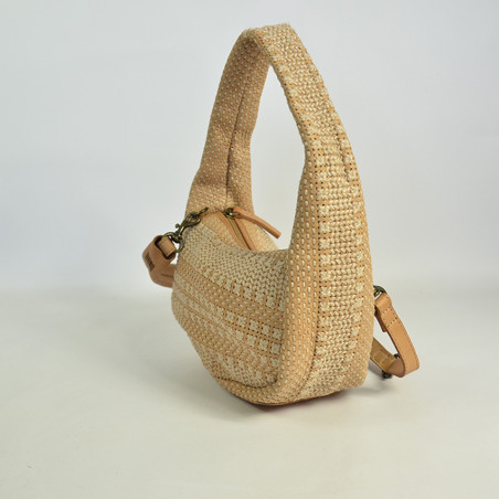 Biba Scranton Shoulder Bag in Canvas and Leather SCA1L Natural