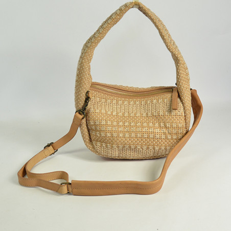 Biba Scranton Shoulder Bag in Canvas and Leather SCA1L Natural