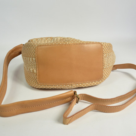 Biba Scranton Shoulder Bag in Canvas and Leather SCA1L Natural