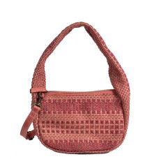 Biba Scranton Shoulder Bag in Canvas and Leather SCA1L Rosa